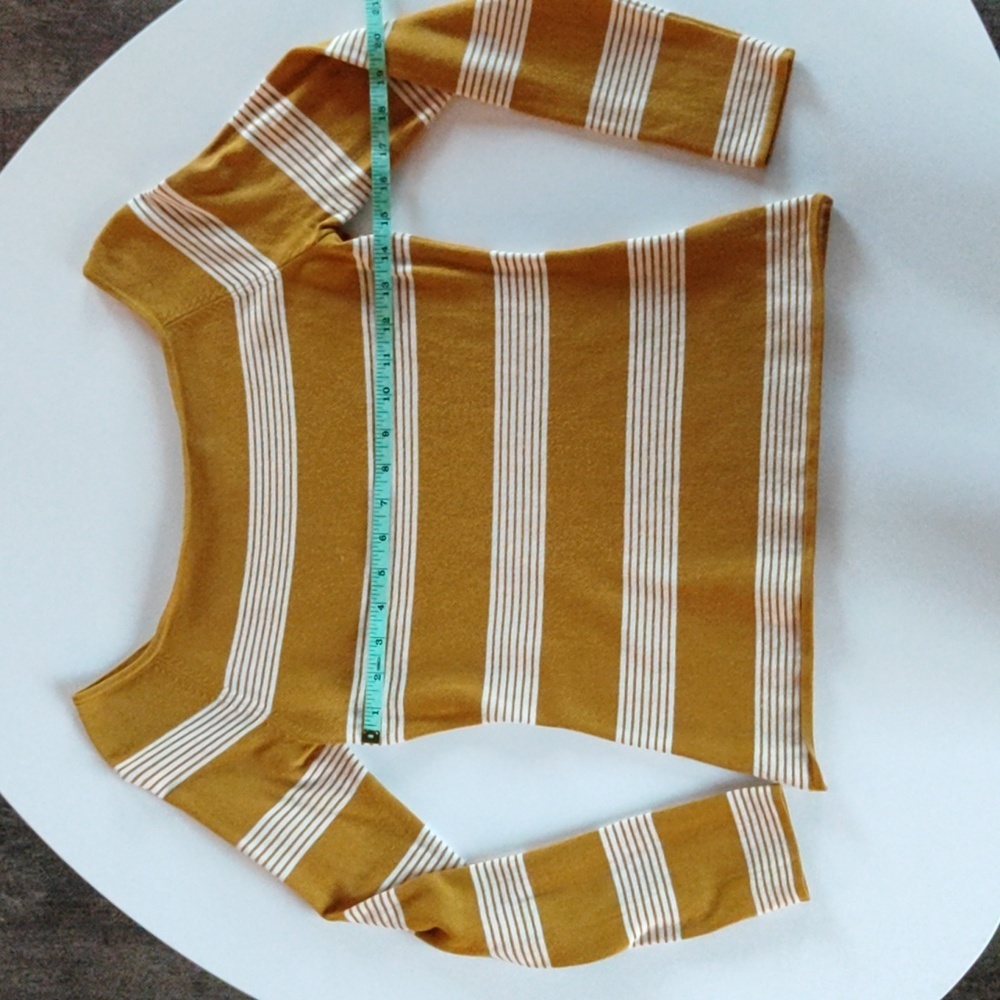 H&M Yellow and White Fitted Ribbed Long Sleeve Top - Picture 5 of 8